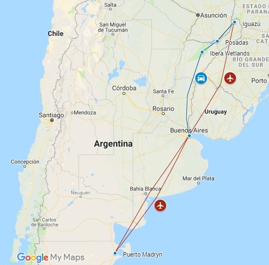argentina-wild-life-tour-map